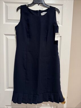 Danny & Nicole Woman Dress Navy Sleeveless Pleated-Hem Midi Dress 12P New